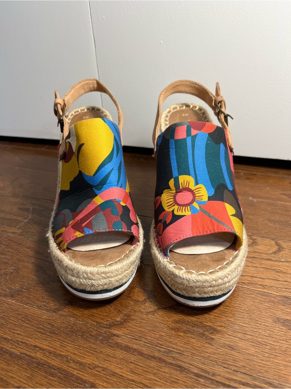 TOMS Floral Espadrille Wedge Sandals Multicolor Women’s 8